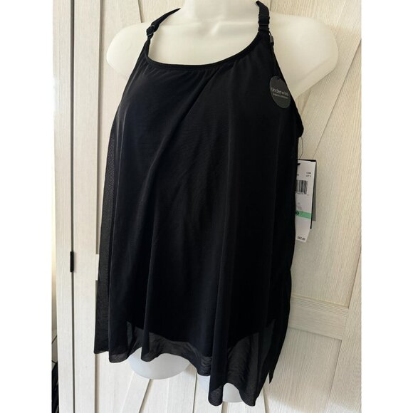 Coco Reef Handkerchief-Hem Sheer Black Flowing Tankini Racerback Top MANY SIZES - Picture 10 of 12